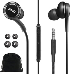 SAMSUNG AKG Wired Earbuds Original 3.5mm in-Ear Earbud Headphones with Remote & Microphone for Music, Phone Calls, Work - Noise Isolating Deep Bass, Includes Velvet Carrying Pouch - Black, Standard