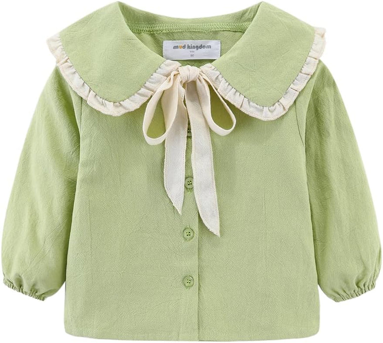 Mud Kingdom Little Girls Long Sleeve Shirt Peter Pan Collar Cute