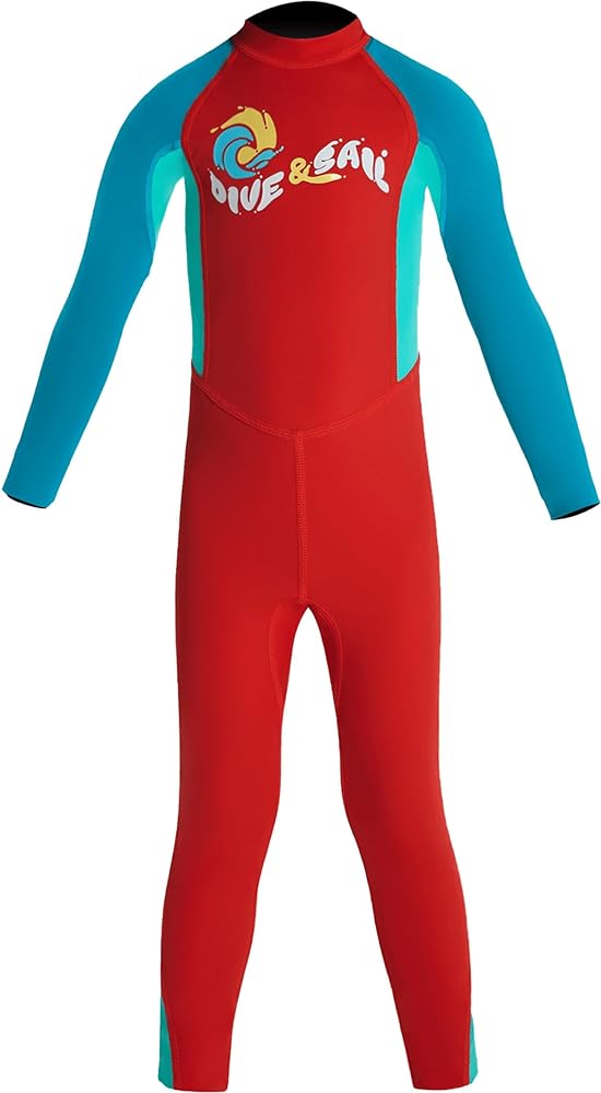 Happy Cherry Kids Wetsuits Girls Boys Neoprene Thermal Warm One Piece Swimsuit Long Sleeve UV Protection Back Zipper Rash Guard Diving Swimming Surfing 3-12 Years