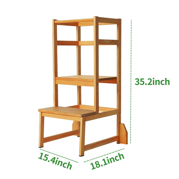 Zytty Toddler Step Stool Learning Tower Toddler Kitchen Stool, Adjustable-Height Toddler Tower Stool Kitchen Wooden Helper Step Stools for Kids, Natural…