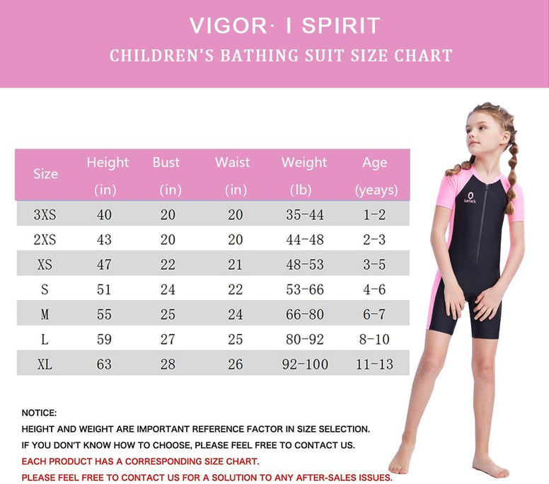 Karrack Girls and Boys One Piece Rash Guard Swimsuit Kid Water Sport Short Swimsuit UPF 50+ Sun Protection Bathing Suits