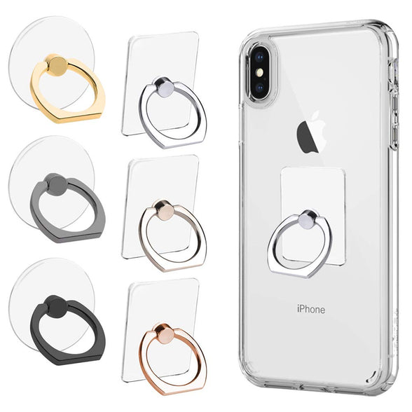 AIFUDA 6pcs Transparent Cell Phone Ring Holder, 360 Degree Rotation Finger Ring Grip Kickstand Compatible for Various Mobile Phones Smartphones, 3 Square & 3 Round Shape