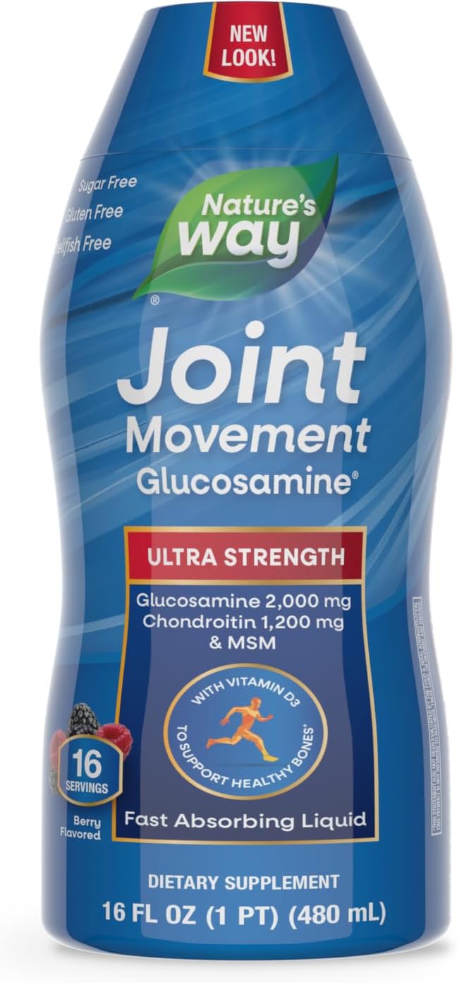 Nature's Way Joint Movement Glucosamine Fast Absorbing Liquid, 16 Day Supply, 16 Oz, Berry Flavor