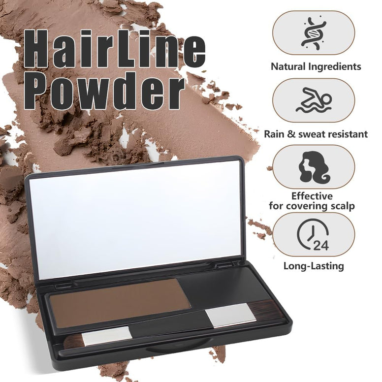 Hairline Shadow Powder Stick for Dark Brown Hair, Hairline Shading Powder Cover Up Conceals Hair Root Touch Up Hair Powder Hair Fibers for Thinning Hair 12g (#Dark brown#)