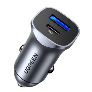 UGREEN PD 24W Car Charger Fast Charging Dual USB Car Plug Adapter Car Charger Type C Compatible with iPhone 15 Pro Max/15 Pro/15/14/13 Pro Max/12/11, iPad Pro/mini 6,Samsung S23/S22, Huawei Mate20,etc