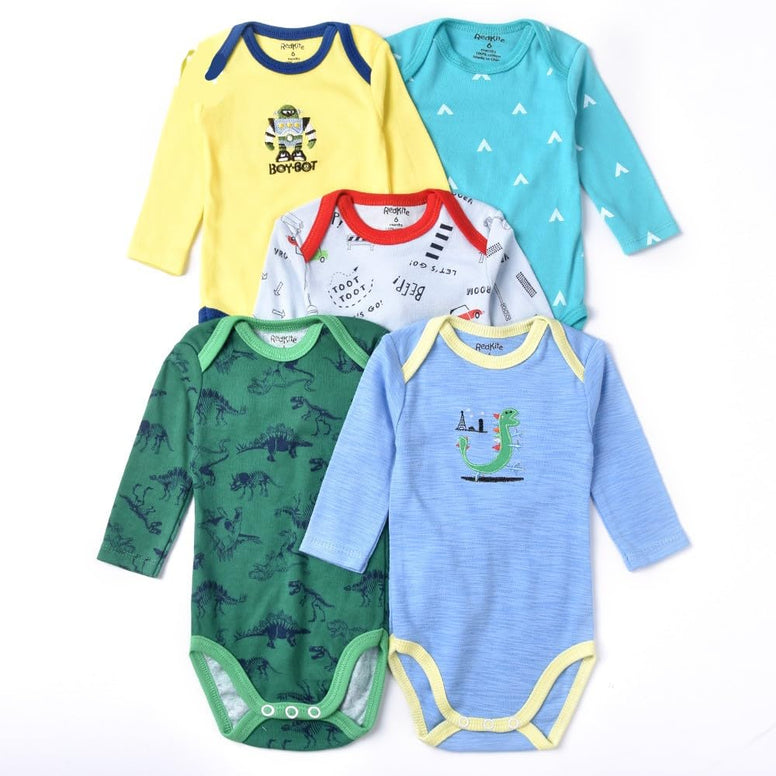 HALAYAYA Newborn Baby Girls Boys Clothes Accessories Set 5 Long-sleeved Bodysuits Color Random  0-3M