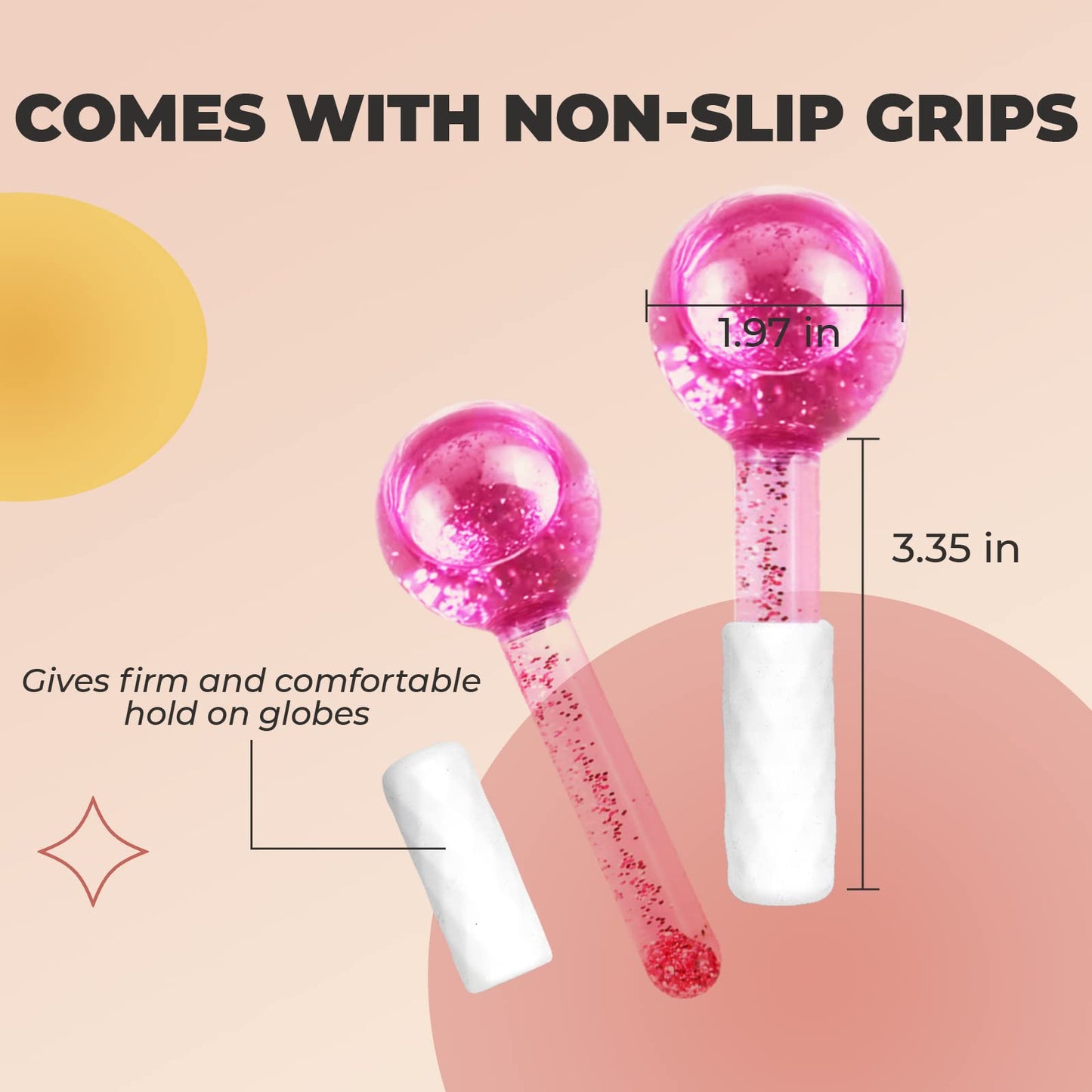 Pink Ice Globes for Facials - Cold Glass Face Roller for Puffiness & Wrinkles - Cooling Treatment for Face, Neck, and Eyes - Tighten Skin & Boost Circulation