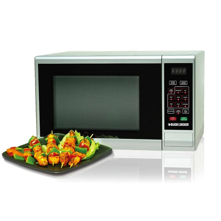 BLACK+DECKER 30L 900W Digital Microwave With Grill Silver, 9 Presets 5 Power Levels With Weight/Time Defrost Function+Auto Reheat And Combination For Even Cooking&Heating MZ3000PG-B5