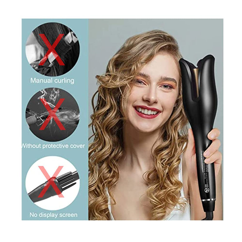 Professional Automatic Curling Iron Air Curler Spin N Curl 1 Inch Ceramic Rotating Curler (Black)