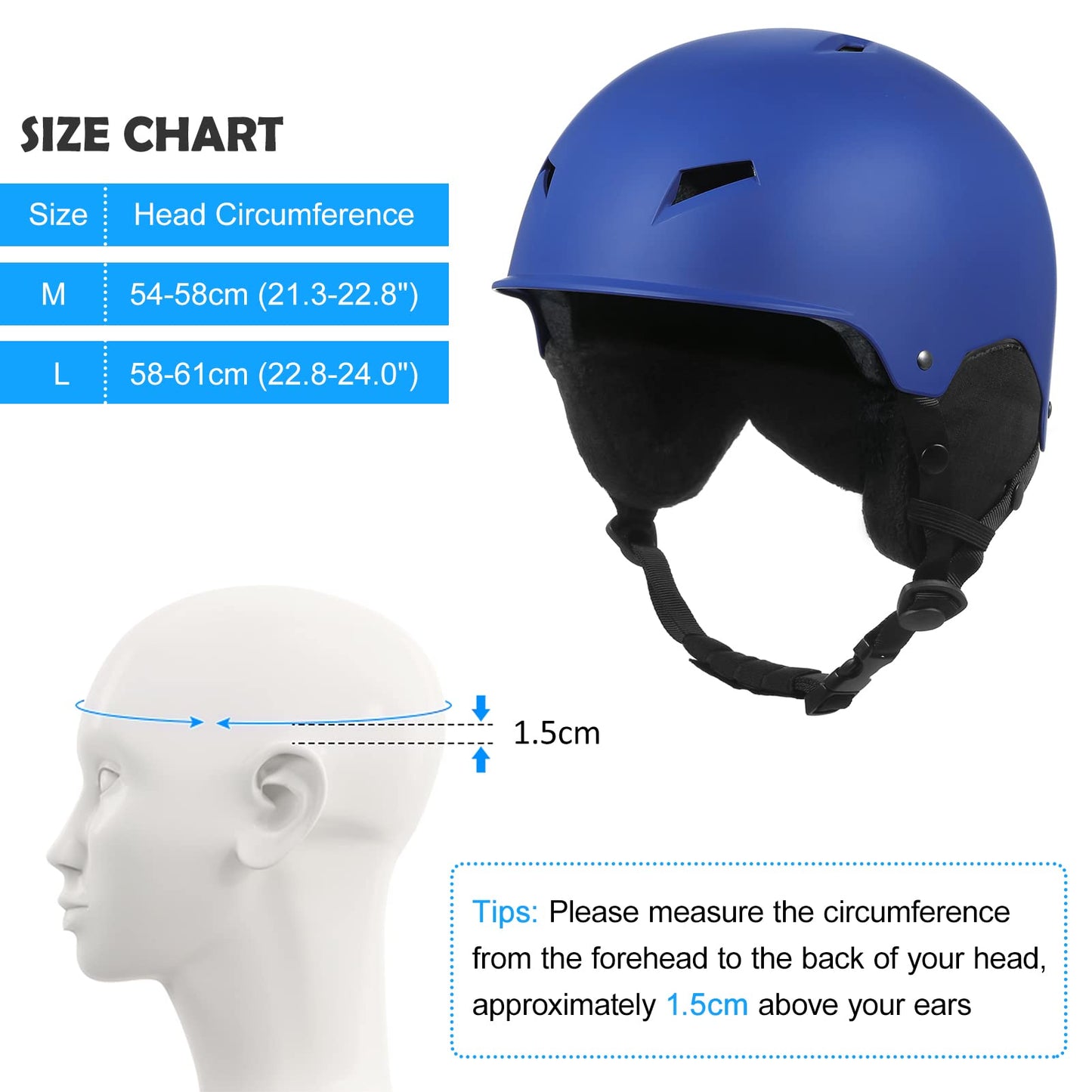 Skiing Equipment,XINYIFUWomen Men Snow Helmet with Detachable Earmuff Men Women Snowboard Helmet with Goggle Fixed Strap Skiing Helmet Skiing Sports Helmet