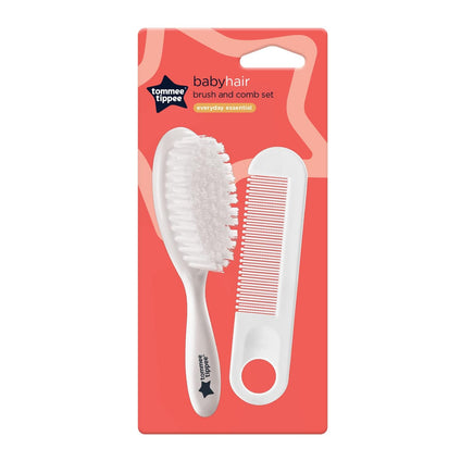 Tommee Tippee Essentials Baby BrUSh And Comb, 0 To 24 Months, White, Piece Of 2