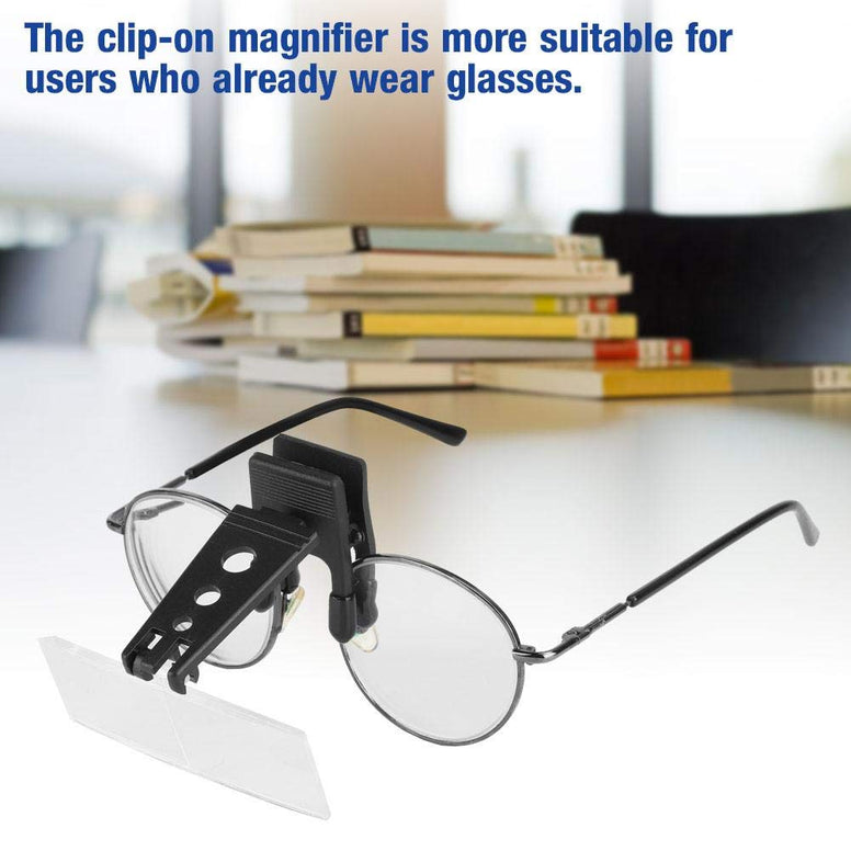 Clip On Glasses Type Magnifying Glass Magnifier 1.5x 2.5x 3.5x Magnification Plastic Lens with Hard Case