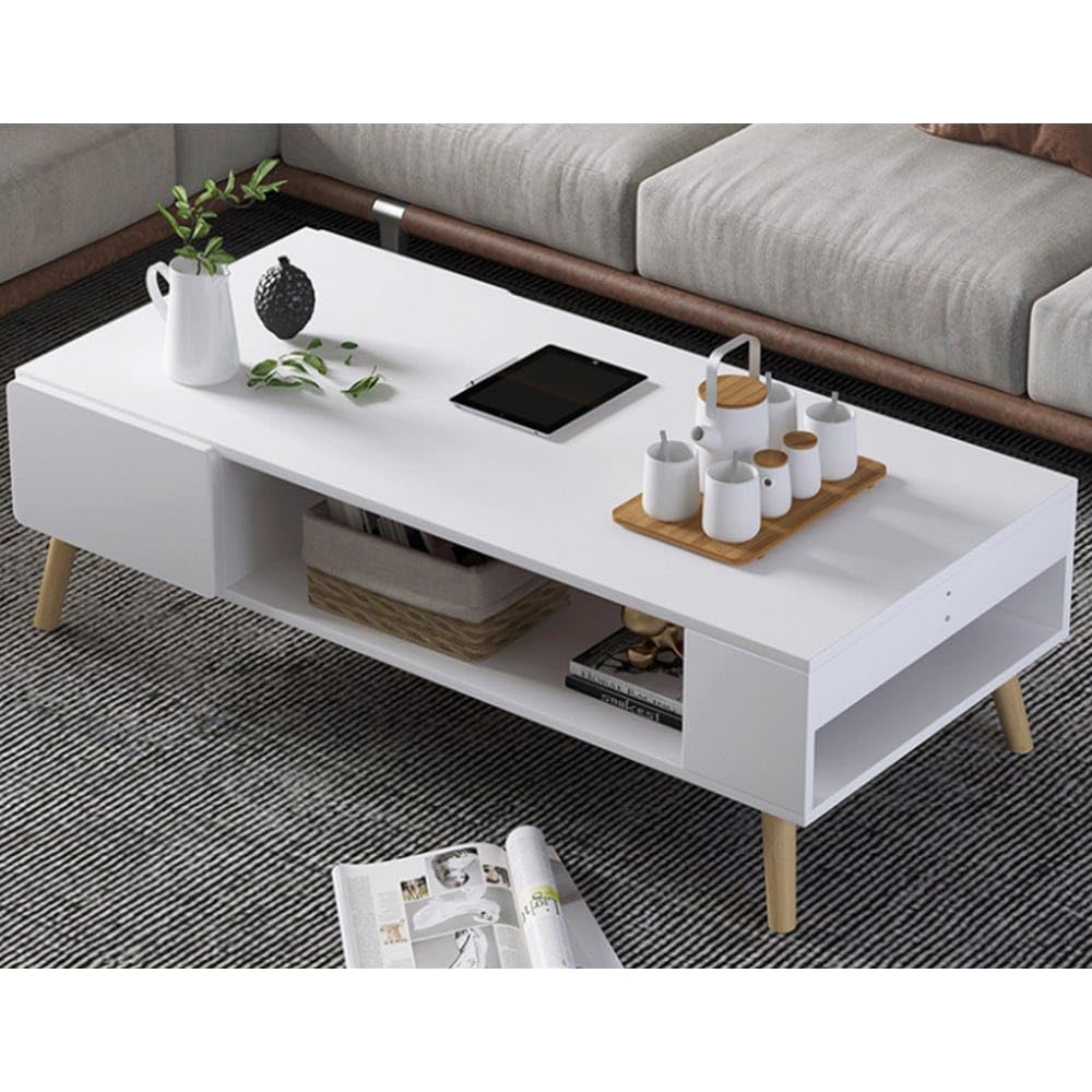Danube Home Adonia Coffee Table | Multifunctional Living Room Desk | Space Saving Center Table | Modern Design Furniture For Home, Living Room L 100 x W 53 x H 42 cm - White