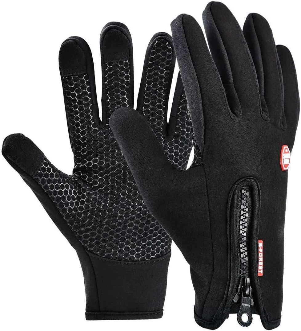 DELFINO Cycling Gloves For Men 1 Pair Funnasting Adjustable Waterproof Touchscreen Gloves Windproof Thermal Gloves Gloves with Non-Slip Full Finger for Cycling, Driving