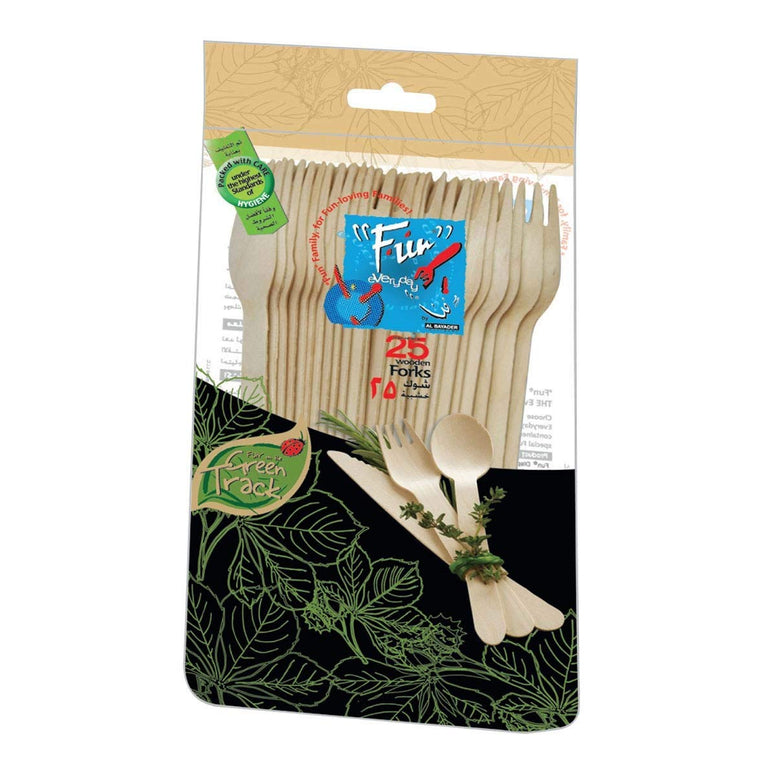 Fun® Everyday Eco Friendly Disposable Wooden Fork Set 6.5 Inch - Pack of 25