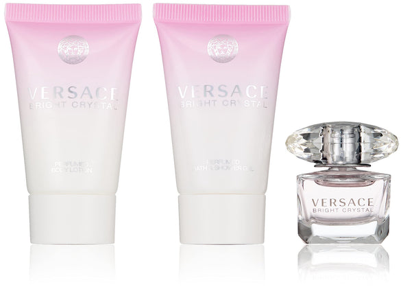 Versace Bright Crystal 3 Pieces Mini Set For Women - 1 EDT 5 ml +25 ml Shower Gel +25 ml Body Lotion