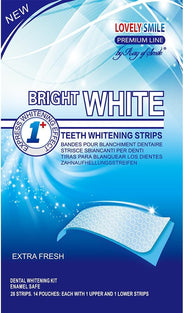 LOVELY SMILE Premium Line Teeth Whitening Strips - Enamel Safe - White Teeth in 1 Hour - No Slip and No Sensitivity - Dental Whitener Kit by Ray of Smile (28 Strips)