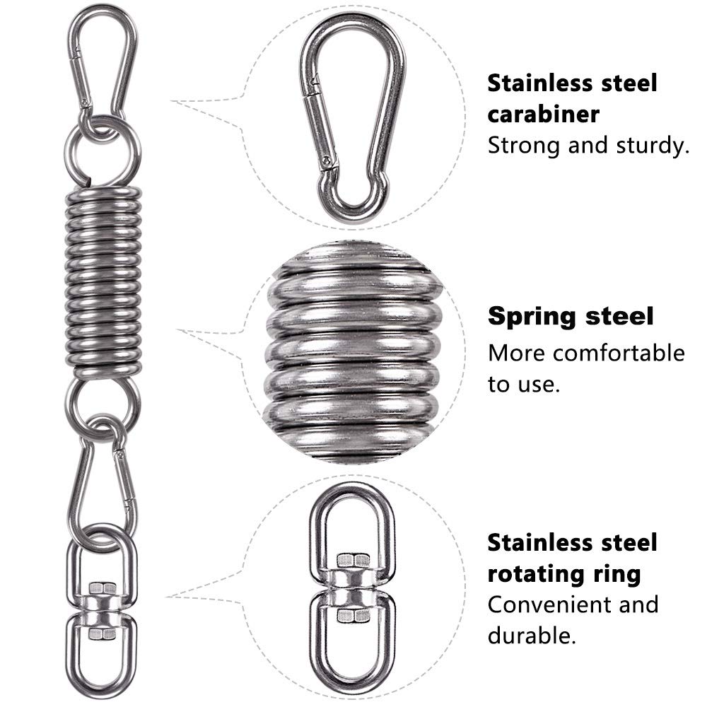 Waremaid hammock chair hanging kit swing spring hardware, heavy duty suspension swivel hanger hook for punching bags, heavy bag, hanging chair, swing seat, rocking seat, porch swing, garden, 550 lb