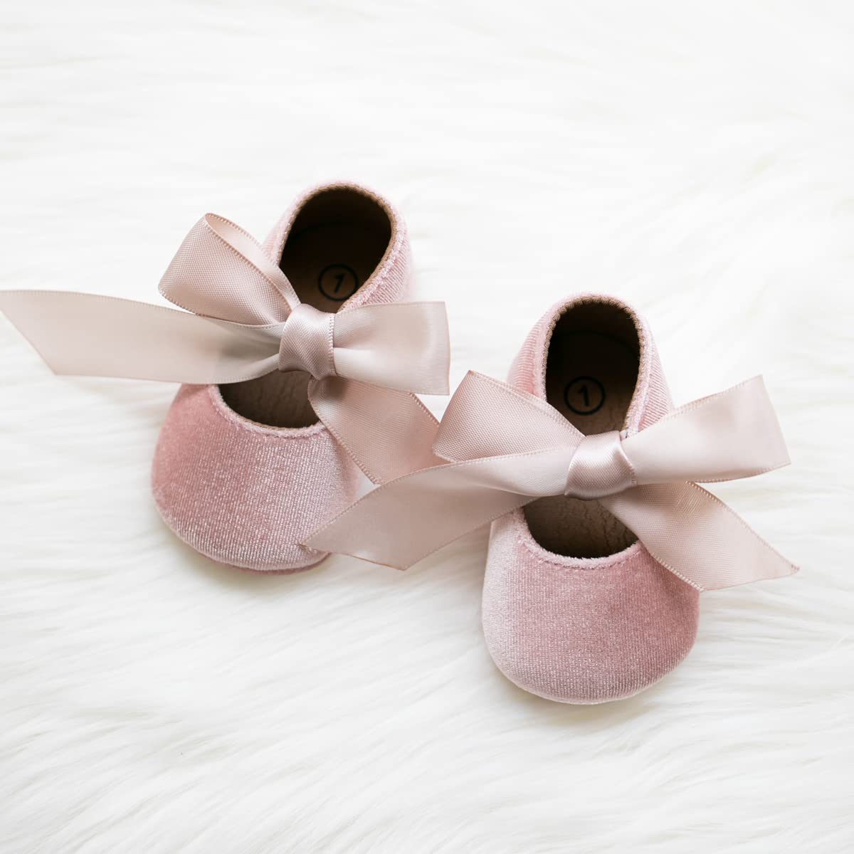 Morbido Infant Baby Girls Mary Jane Flats Soft Sole Non-Slip Bow Knot Princess Wedding Dress Shoes Toddler Crib Shoes, for 6 Months baby