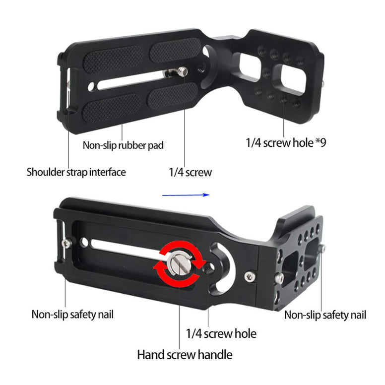 L Shape Camera Bracket Video Vertical Shooting Quick Release Plate L Stand with 1/4 Inch Screw for DJI Ronin Zhiyun Stabilizer DSLR Camera