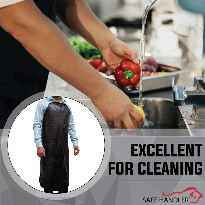 SAFE HANDLER PVC Apron | Smooth Finish to Prevent Bacterial Growth, Comfortable, Easily Adjustable, Waterproof Material, BLACK