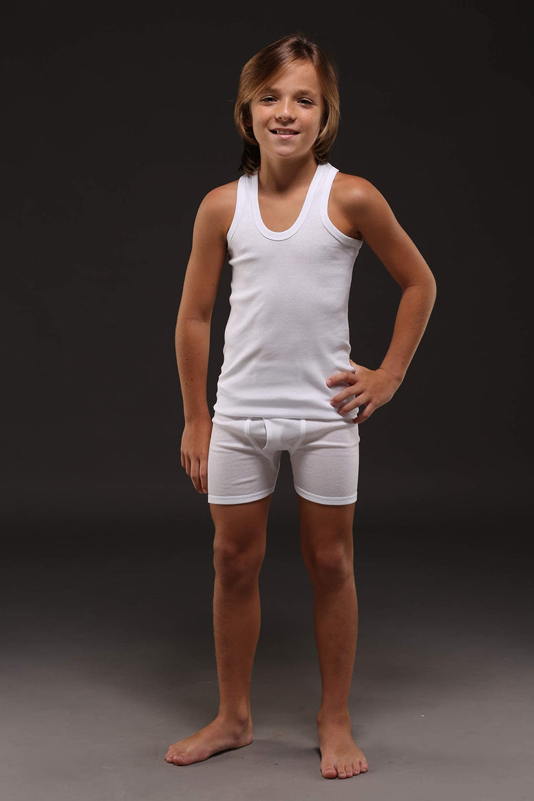 Boys cotton vest and boxer shorts white underwear set undershirt for boy