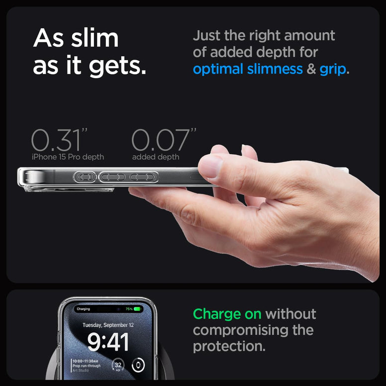 Spigen Ultra Hybrid MagFit designed for iPhone 15 Pro case cover compatible with MagSafe - Carbon Fiber