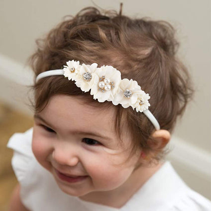 FUSU Baby Girl Floral Headband girl Nylon Flower Crown Elastic Hairband 3pcs Hair Accessories Gift for Girls