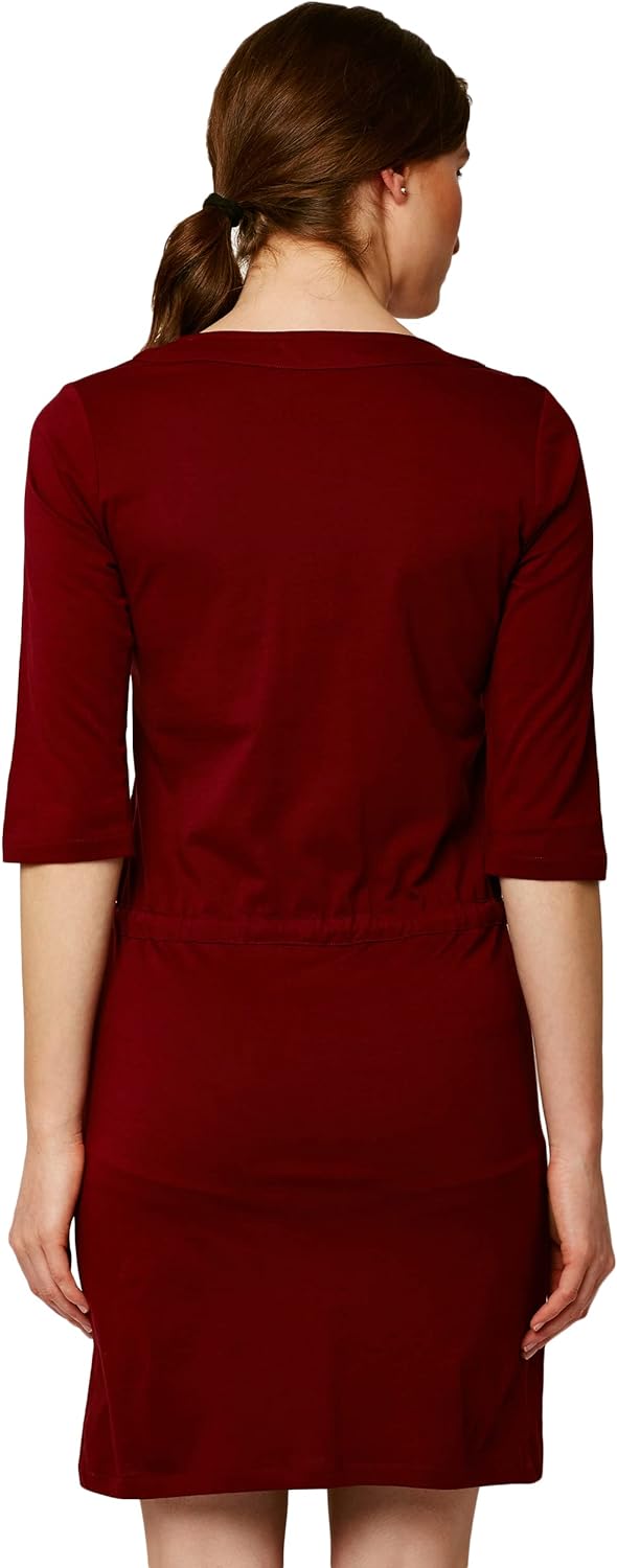 Miss Olive Cotton Women's Round Neck 3/4 Sleeve Solid Shift Mini Dress