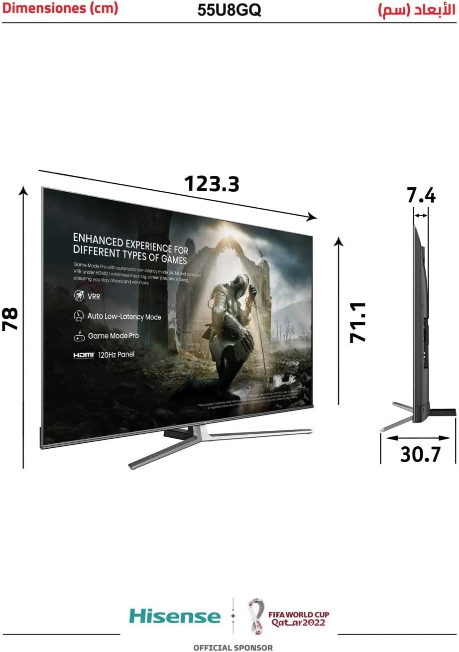 Hisense ULED 4K Premium Quantum Dot QLED Series 55-Inch Android Smart TV Model 55U8GQ - 1 Years Warranty.