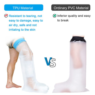 Water Proof Leg Cast Cover for Shower, TPU Watertight Foot Protector, Adult Leg Cast Covers, Protection to Wounds, Keeps Cast and Bandage Dry, Reusable with Watertight Seal