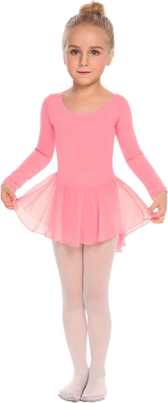 Zaclotre Girl's Classic Long Sleeve Dance Dresses Ballet Skirted Leotard