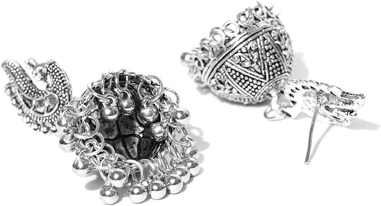 Youbella Stylish Latest Afghani Oxidised Jewellery Silver Plated Jewellery Set For Women (Black)(Ybnk_5488)