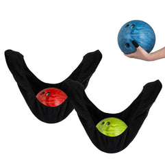 HERRUT - 2 Pack - Bowling Ball Polisher Seesaw Bag - Microfiber - for Carrying, Cleaning and Storage - Complete with Lycra Thumb Sock, Black, L, Durable