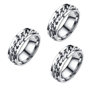 SOIMISS 3pcs chain ring mens wedding rings Man Ring punk ring Intertwine Rings titanium steel ring men rotating rings vintage rings for women cool rings band Simple to rotate accessories