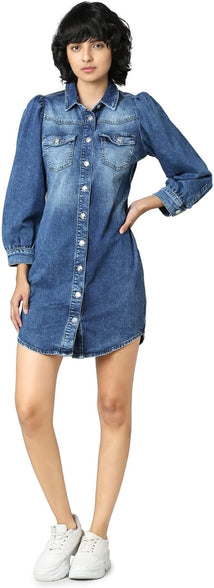 Only Women Dress, Medium Blue Denim, XS