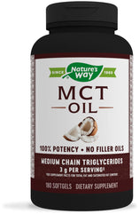 Nature's Way MCT Oil Softgels, 3 g of MCTs per serving, No Palm or Filler Oils, 180 Softgels