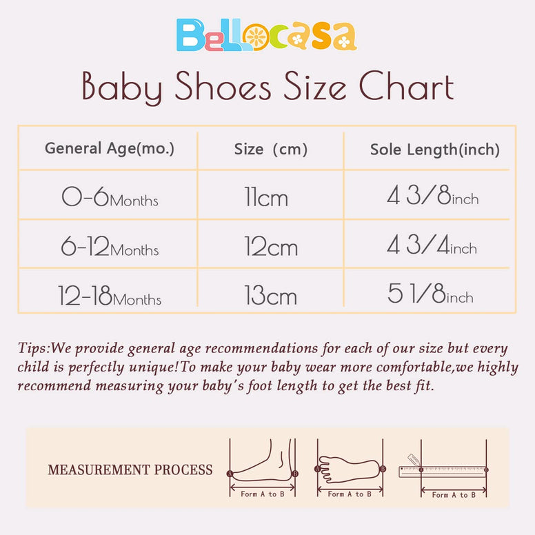 Bellocasa Baby Mary Jane Flats for Girls with Bowknot Cotton Anti Skid Sole Infant First Walker Princess Dress Crib Wedding Shoes, for 6 Months baby