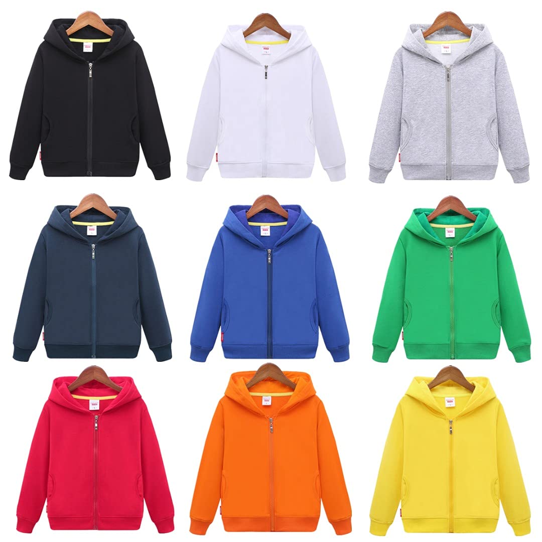 CesAnnees Unisex Kid's Baby Boys Girls Solid Zip-Up Hooded Sweatshirt Classic Hoodie Cotton Coat 3 Years