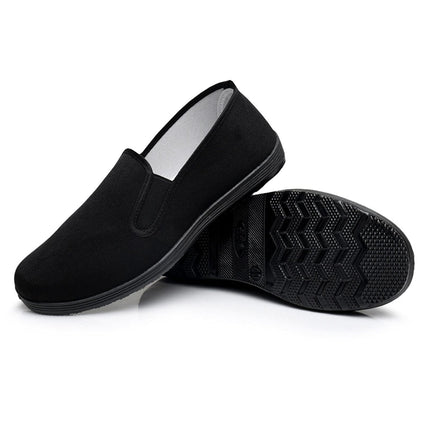 Chinese Kung Fu Slippers Canvas Martial Arts Tai Chi Shoes Rubber Sole Unisex All Black