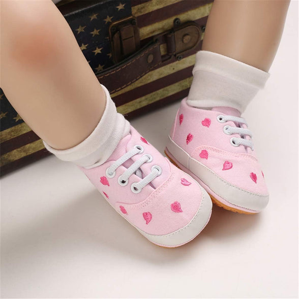 BENHERO Baby Girls Boys Canvas Shoes Toddler Infant First Walker Soft Sole High-Top Ankle Sneakers Newborn Crib Shoes(0-6 Months Infant C-Pink), C-pink, for 6 Months