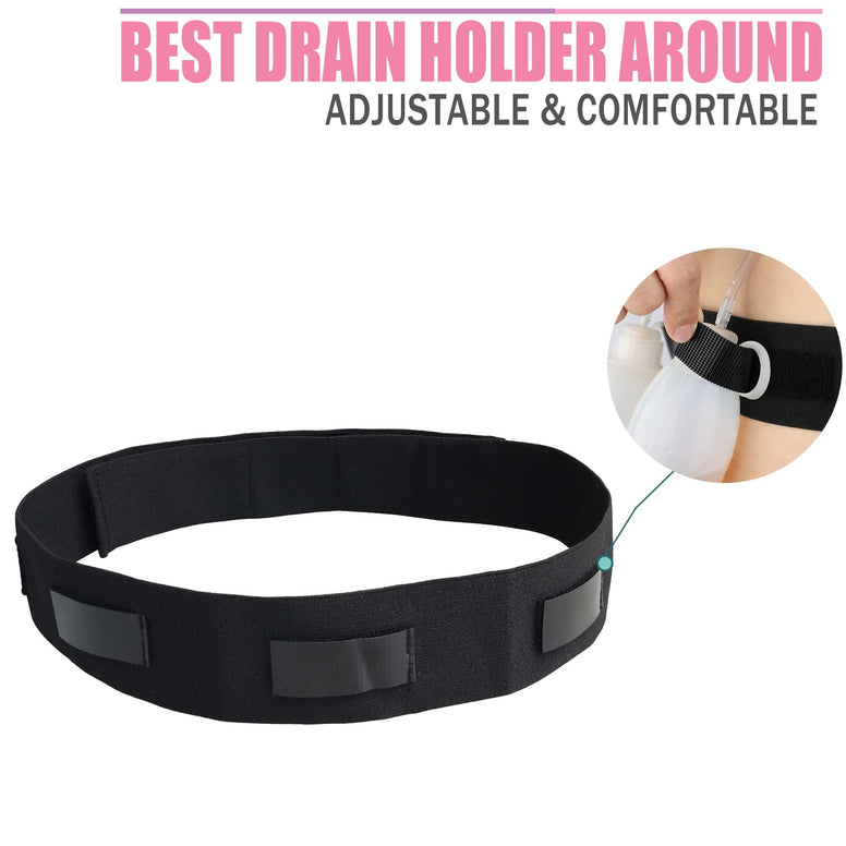 Mastectomy Drain Holder Drainage Waist Belt JP Drain Breast Reconstruction Must Haves Supplies After Tummy Tuck for Bulbs Manage Up to 8 Bulb(Pack of 2)