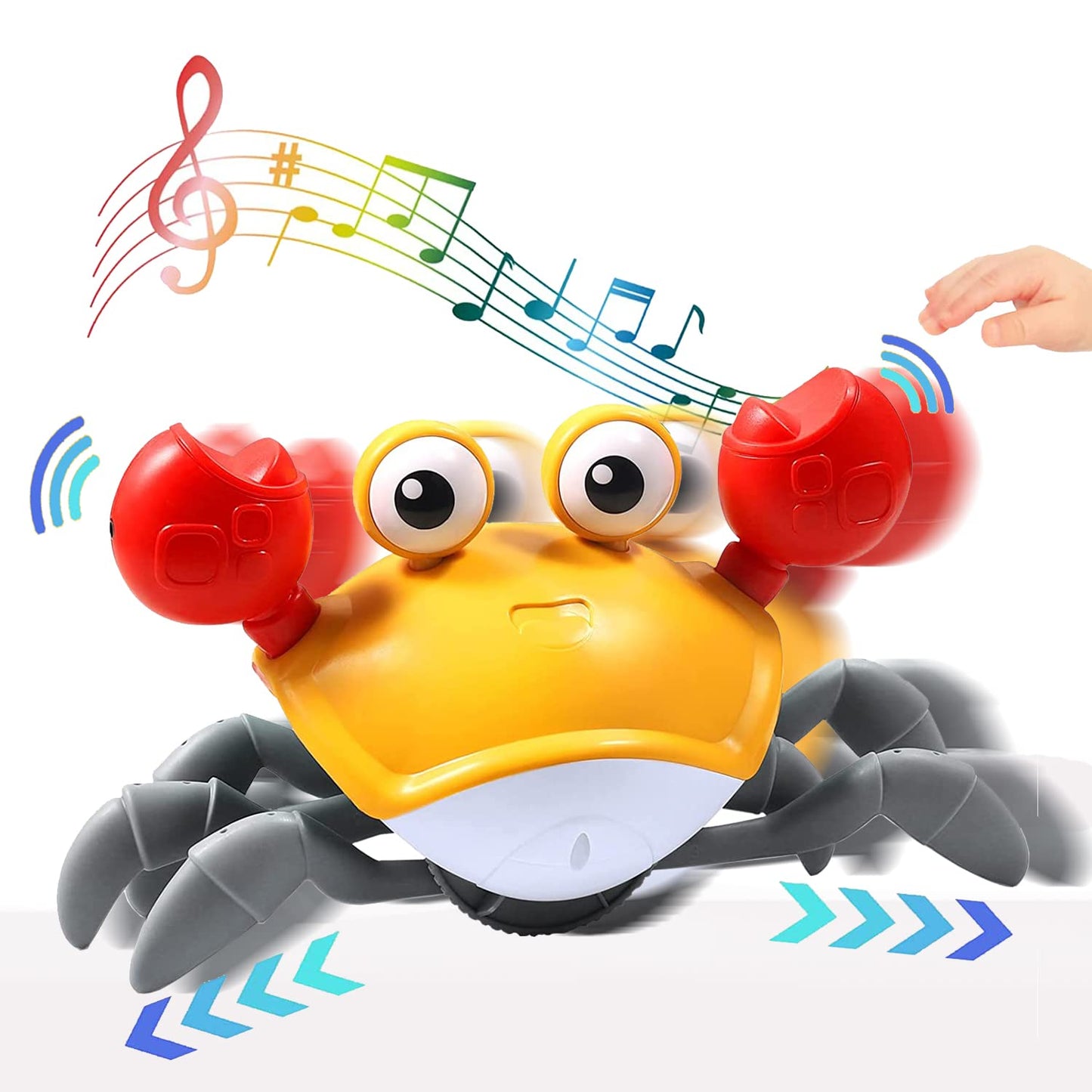 AM ANNA Electric Sensing Crawling Crab,Interactive Walking Dancing Toy with Music Sounds & Lights,Automatically Avoid Obstacles,Birthday Gift for Kids Baby Boys Girls 1 2 3 years