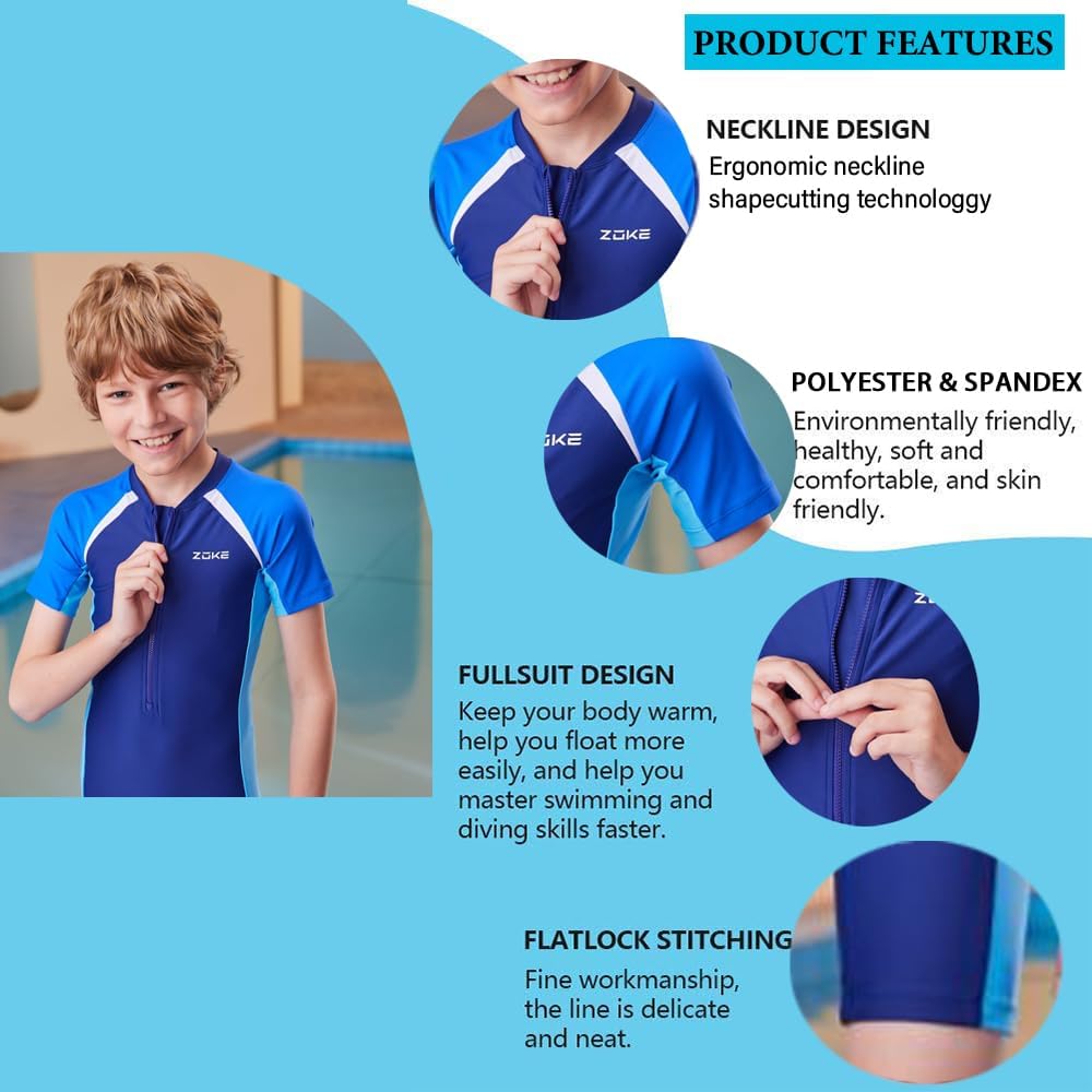 Karrack Girls and Boys One Piece Rash Guard Swimsuit Kid Water Sport Short Swimsuit UPF 50+ Sun Protection Bathing Suits