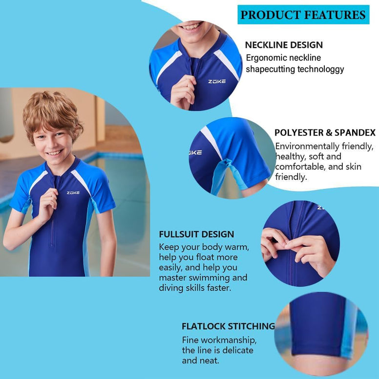 Karrack Girls and Boys One Piece Rash Guard Swimsuit Kid Water Sport Short Swimsuit UPF 50+ Sun Protection Bathing Suits