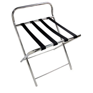 Folding Luggage Rack, Stainless Steel Luggage Rack, Cloth Stand, Steel black fabric straps, Easy to Handle,