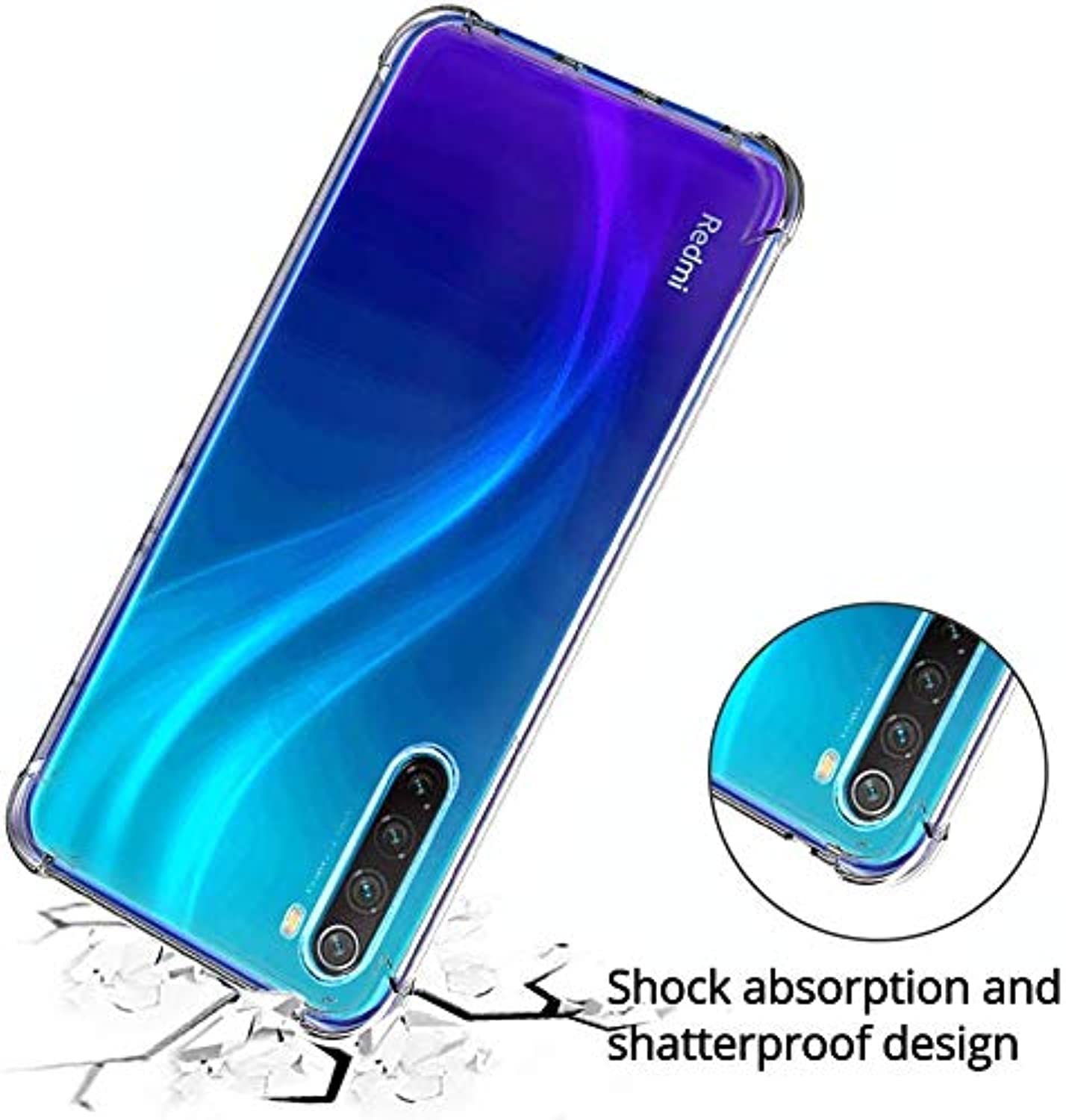 Xiaomi Redmi Note 8T Case Cover Protective Shock-Absorption Bumper Transparent for by Nice.Store.UAE (Clear)