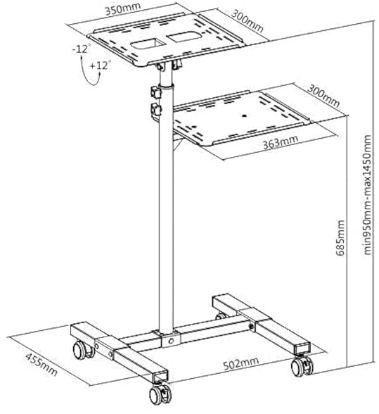 Newstar Cyber Steel Adjustable Projector & Laptop Floor Stand Trolley