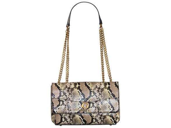 Guess Womens Crossbody Flap Messenger Bag, Natural/Python, One Size