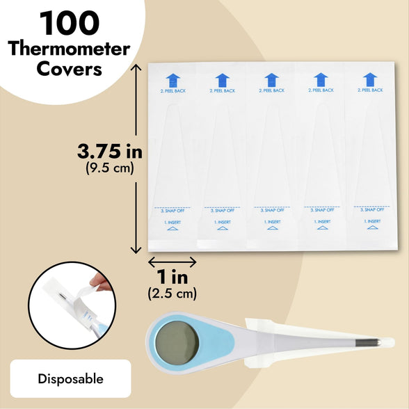 100 Pack Digital Thermometer Covers Disposable, Thermometer Sleeves Disposable (3.75 x 1 in)